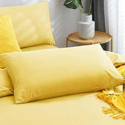 CLOTHKNOW Yellow Twin/Twin XL Comforter Set 3Pcs Light Yellow Bedding Comforter Sets Soft Cozy Bed Comforter Women Men Bedding Sets