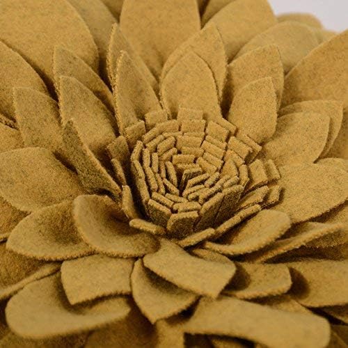 3D Flower Decorative Throw Pillows with Inserts Included Handmade Round Pillow Accent Cushions Home Couch Chair Decor Yellow 13 x 13 Inch