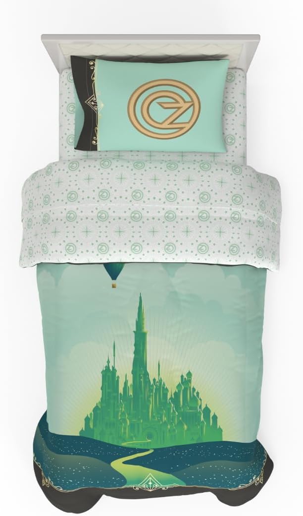 Collectibles Wicked Elphaba and Glinda Bedding 4 Piece Super Soft Reversible Comforter and Sheet Set, Twin, (Officially Licensed Product) by Franco