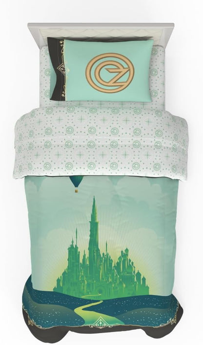 Collectibles Wicked Elphaba and Glinda Bedding 4 Piece Super Soft Reversible Comforter and Sheet Set, Twin, (Officially Licensed Product) by Franco