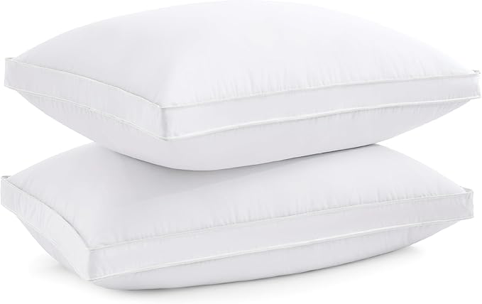 puredown® Goose Feather Down Pillows King Size Set of 2, 100% Cotton Cover, Luxury Hotel Collection Pillow, Soft Fluffy Medium Firm Bed Pillow for Back, Stomach or Side Sleeper.