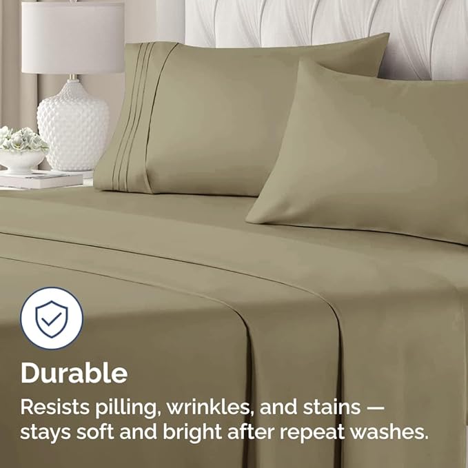 Queen Pillow Cases Set of 2 - Ultra Soft Hotel Quality Pillowcase Covers - Comfy, Cozy & Wrinkle Free - Shrinkage, Stain and Fade Resistant - Machine Washable Pillow Protectors - 2 Piece Set - Khaki