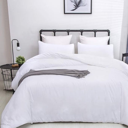 CLOTHKNOW White Full Size Comforter Sets 3Pcs White Bedding Comforter Sets Soft Men Women Comforter with 2 x Pillow Cases