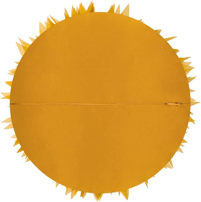 Mustard Yellow 3D Sunflower Round Decorative Throw Pillow Handcrafted Cute Elegant Flower Accent Pillow Boho Farmhouse Floral Cushion for Bed Couch Car Living Room Bedroom Home Decor 14Inch