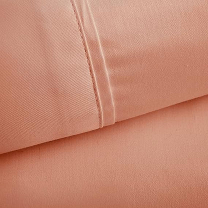 Peru Pima 415 Thread Count Percal California King Sheet Set - 100% Peruvian Pima Cotton, 4 Piece (Flat, Fitted, 2 Pillowcases) - Cooling, Deep Pocket, Hotel Quality Bedding - Rose Gold
