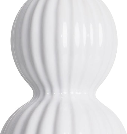 28" White Ceramic Table Lamp for Nightstand, Modern Bedside Table Lamp for Bedroom, Triple Gourd Lamp for Living Room End Table (1 Pack)