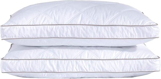 puredown® Goose Feathers and Down Pillow for Sleeping Hotel Collection Bed Pillows, Gusseted, Standard/Queen, Set of 2