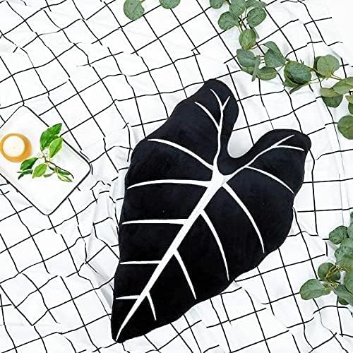 Green Philosophy Co. Frydek Alocasia Leaf Throw Pillow - Obsidian