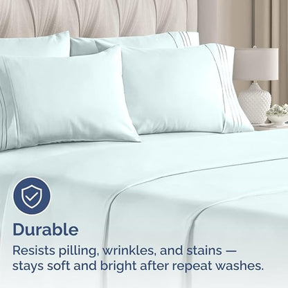 King Pillow Cases Set of 10 - Ultra Soft Hotel Quality Pillowcase Covers - Comfy & Wrinkle Free - Shrink, Stain & Fade Resistant - Easy-Care, Machine Washable Pillow Protectors - 10 Pcs Set - Ice Blue