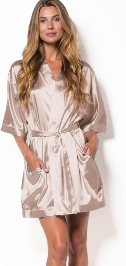 Turquaz Women's Bride Bridesmaids Silky Robe Satin Kimono Robes for Women Lingerie