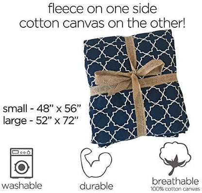 Molly Mutt Pet Blanket, 100% Cotton Canvas Top with Fleece Underside, Machine Washable, Durable and Comfortable, for Dogs and Cats, Ideal for Sofa, Couch, and Cars, No Harmful Chemicals, 52"x72"
