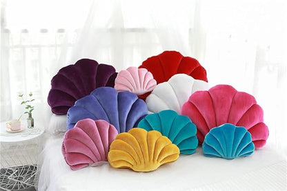 Patty Both Seashell Decorative Pillow Velvet Seashell Throw Pillow, Sea Shell Shaped Throw Pillow Decorative Pillows for Bed Couch Home Office Decor (White, Small(12.8 * 10in 0.3kg))