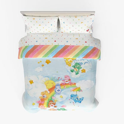 Care Bears Classic Super Soft Cozy Reversible Microfiber Comforter and Sheet Set, 5 Piece Full Size, (Official Licensed Product) by Franco Collectibles