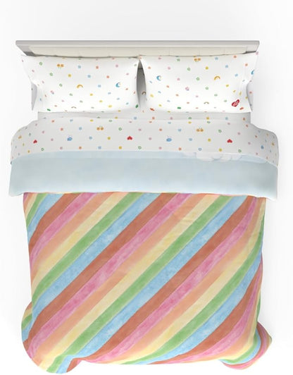 Care Bears Classic Super Soft Cozy Reversible Microfiber Comforter and Sheet Set, 5 Piece Full Size, (Official Licensed Product) by Franco Collectibles