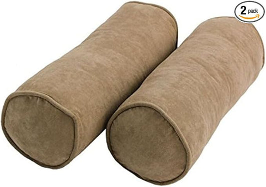 Blazing Needles Corded Microsuede Throw Pillows (Set of 2), 20" x 8", Java