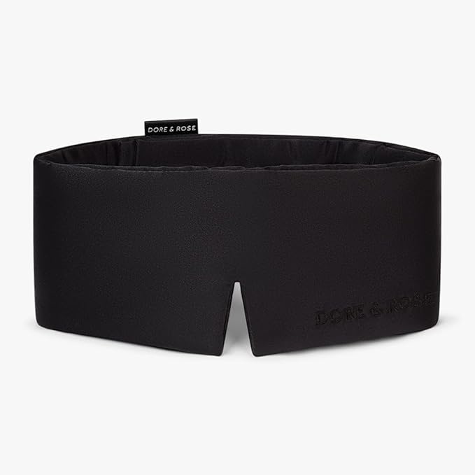 Dore & Rose Deep Sleep Mask Light Blocking, 23 Momme Mulberry Silk Eye Mask, Ultra Soft, Adjustable - Travel Sleeping Mask for Men & Women - Black