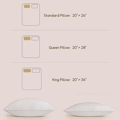 BHZ King Pillow Feather Down Hotel My King Pillow Bed Goose Pillows Alternative Luxury Pillows for Sleeping Side and Back Sleepers Soft Support Gifts White
