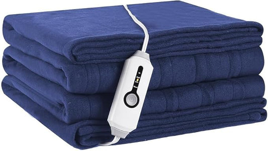 Heated Blanket Electric Blanket Full Size 72''x84'' with 4 Heating Levels, 10 Hour Auto Shut Off, Machine Washable, Soft Warming Blanket for Couch, Bed, Office - Dark Blue