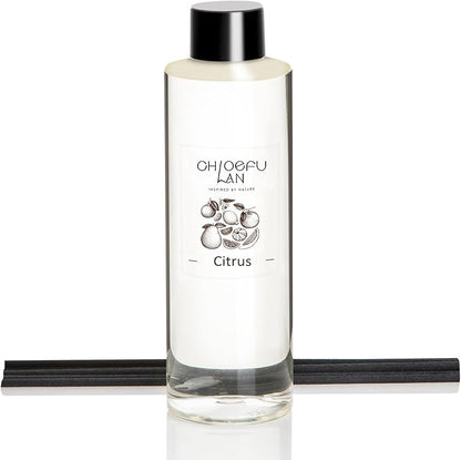 Chloefu LAN Citrus Scented Oil Diffuser Refill 6.76 fl oz Natural Essential Oil, Real Citrus! Holiday Home Fragrance for Bathroom Office Decor
