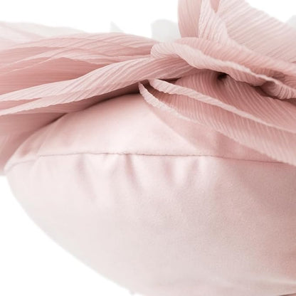 3D Blush Pink Flower Round Decorative Throw Pillow with Insert Soft Cute Floral Accent Pillow Cushion for Bed Couch Bedroom Living Room Nursery Boho Aesthetic Home Decor 12Inch Rose Gold