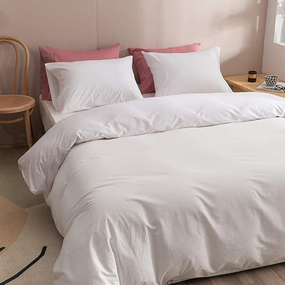 Wellboo White Comforter Sets Twin Solid Color Bedding Comforters Cotton Plain Light Color Quilts Modern White Warm Quilts Women Men Durable Comforters Soft Health Bed