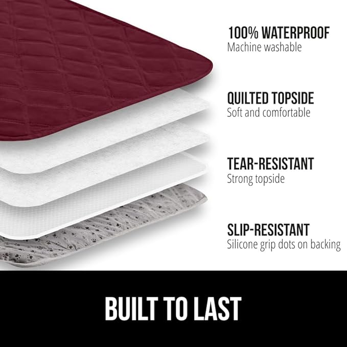 GORILLA GRIP Waterproof Couch Cover for Dogs, Gripped Slip Resistant Backing, Leak Proof Washable Dog Blanket Covers Sofa, Bed, Sectional, Crate, Car, RV Seats, Pet Puppy Essentials, 50x40 Burgandy