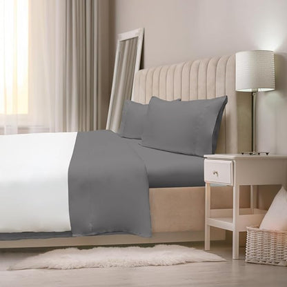 Jennifer Adams Eternal Sheet Set, 4-Piece Microfiber Sheets & Pillowcases - Ultra-Soft, Breathable and Wrinkle-Resistant (Graphite, King)