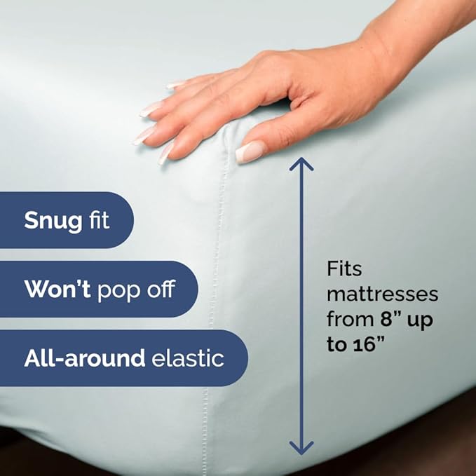 Full XL Size 4 Piece Sheet Set - Comfy Breathable & Cooling Bed Sheets Set - Hotel Luxury Bedding for Women, Men, Kids, Teens, Boys & Girls - Deep Pockets, Soft & Wrinkle Free - Oeko-Tex - Ice Blue