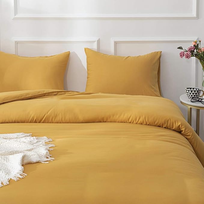 Houseri Mustard Yellow Comforter Set King Dark Yellow Comforter Bedding Sets for Women Girls Mustard Comforter Ginger Quilt King Size Blanket Boys Men Deep Yellow Bedding Comforters Sets King