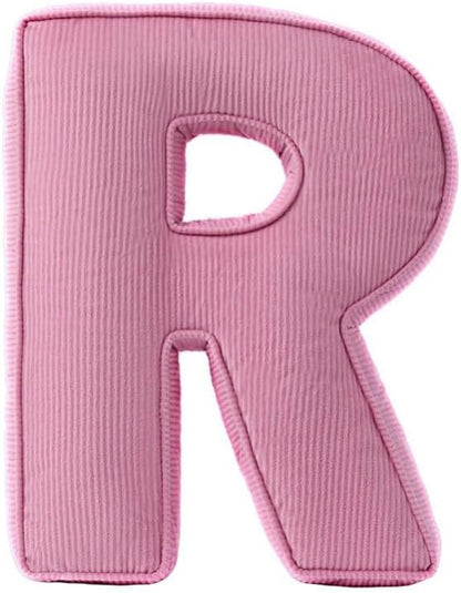 Pink Letter Plush Pillow, Letter Hugging Throw Pillows, Decorative Corduroy Initial Letter Shaped Throw Pillows, Letter Pillows English Alphabet A to Z for Sofa Bedroom Living Room Decor (R)