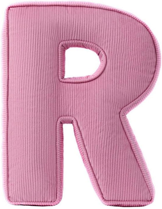 Pink Letter Plush Pillow, Letter Hugging Throw Pillows, Decorative Corduroy Initial Letter Shaped Throw Pillows, Letter Pillows English Alphabet A to Z for Sofa Bedroom Living Room Decor (R)