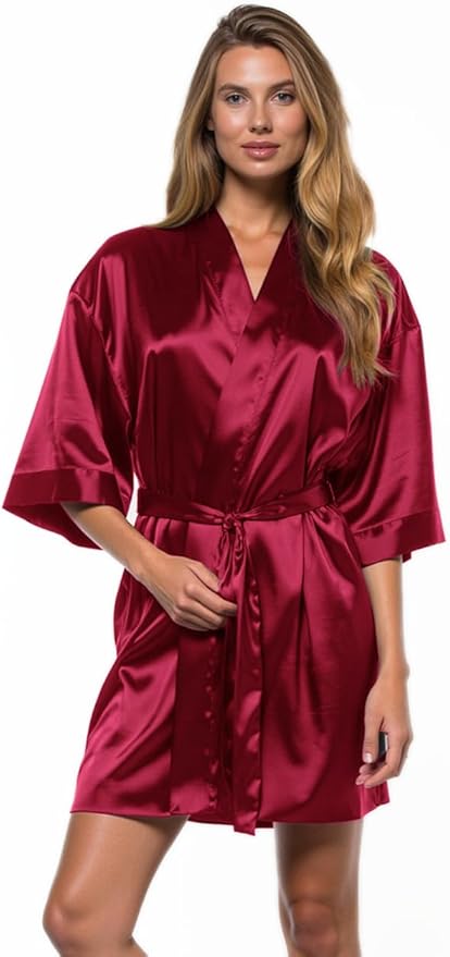 Turquaz Women's Bride Bridesmaids Silky Robe Satin Kimono Robes for Women Lingerie
