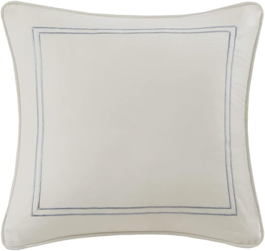 Harbor House Modern Design Decorative Pillow Hypoallergenic Sofa Cushion Lumbar, Back Support, Square 16" x 16", Chelse, Satin Blue Ivory