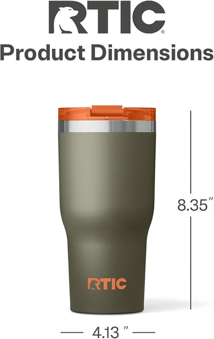 RTIC 30oz Essential Tumbler with Lid, Ceramic Lined, Insulated, Stainless Steel, Metal, Double Wall Vacuum-Insulation, Travel Cup for Iced Coffee, Tea, Hot and Cold Drink, Trailblazer
