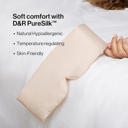 Dore & Rose Deep Sleep Mask Light Blocking, 23 Momme Mulberry Silk Eye Mask, Ultra Soft, Adjustable - Travel Sleeping Mask for Men & Women - Champagne