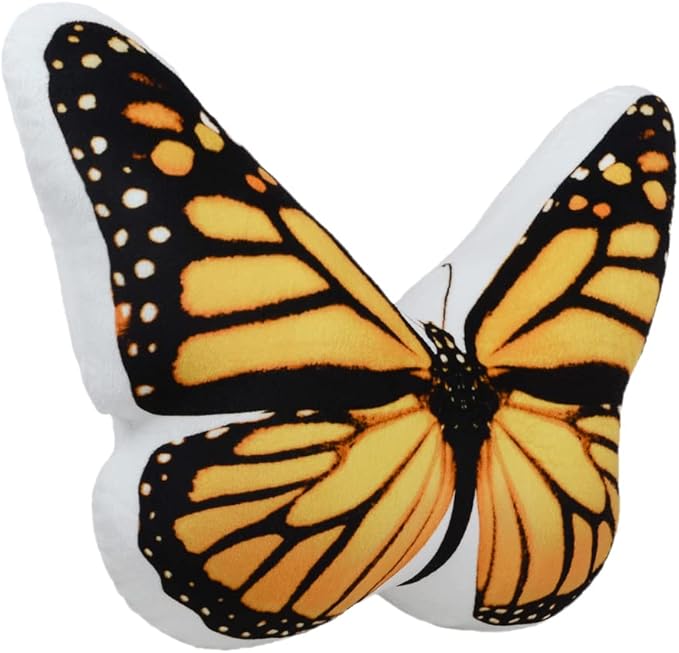 JWH 3D Butterfly Throw Pillow Cover Cute Decorative Accent Pillow Cases Papillon Soft Stuffed Plush Kids Girls Aesthetic Cushion for Farmhouse Bedroom Sofa Couch Bed Car 13x15 Inch Yellow
