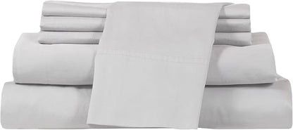 Therapedic 100% Egyptian Cotton King 6-Piece Sheet Set – Naturally Cooling & Breathable Sateen, Preshrunk Garment Wash, 16" Deep Pocket Fitted Sheet, Bonus Pillowcases, Soft & Durable - Dove