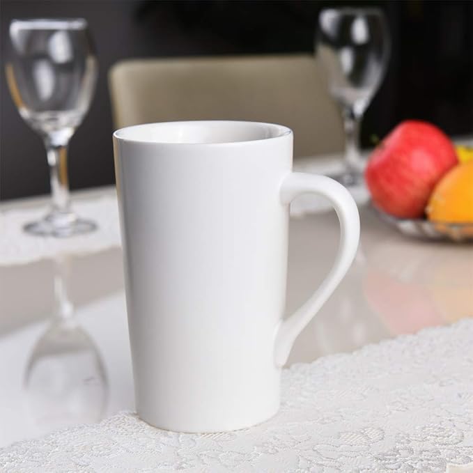 2 Pack 16 OZ Coffee Cup Simple Pure White Ceramic Cup Plain Large Tall White Ceramic Milk Tea Coffee Mug with Handle