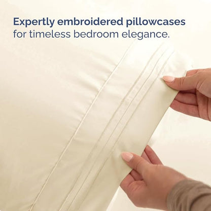 Full XL Size 4 Piece Sheet Set - Comfy Breathable & Cooling Bed Sheets Set - Hotel Luxury Bedding for Women, Men, Kids, Teens, Boys & Girls - Deep Pockets, Soft, Wrinkle Free - Oeko-Tex - Off White
