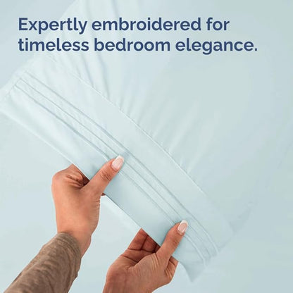 Queen Pillow Cases Set of 10 - Ultra Soft Hotel Quality Pillowcase Covers - Comfy, Cozy & Wrinkle Free - Shrink, Stain and Fade Resistant - Machine Washable Pillow Protectors - 10 Piece Set - Ice Blue