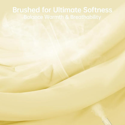 MUXHOMO King Size Comforter Set, All Season Ultra Soft Down Alternative Bedding - 3 Piece Lightweight Bed Set Includes 1 Comforter (104"x90") and 2 Pillow Shams (20"x36"), Cream Yellow
