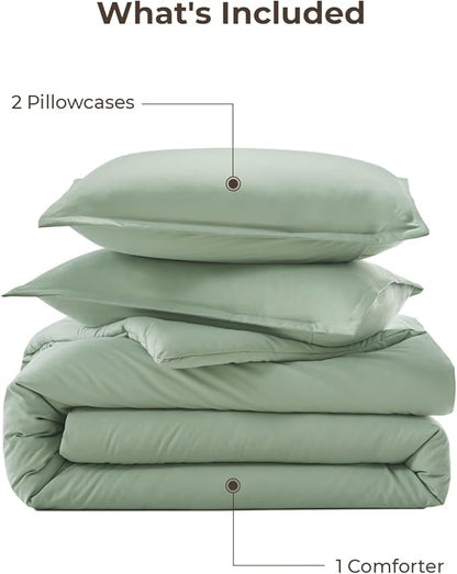 Litanika Oversized King Comforter Set 120x120, 3 Pieces Sage Green Super King Lightweight Solid Bedding Set, All Season Fluffy Bed Set Quilt Blanket