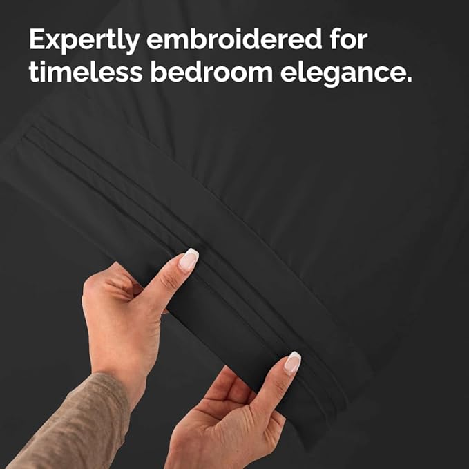 Queen Pillow Cases Set of 8 - Ultra Soft Hotel Quality Pillowcase Covers - Comfy & Wrinkle Free - Shrink, Stain and Fade Resistant - Easy-Care, Machine Washable Pillow Protectors - 8 Piece Set - Black