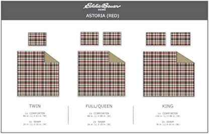 Eddie Bauer - King Comforter Set, Reversible Plaid Alt Down Bedding with Matching Shams, Home Decor for Colder Months (Astoria Red, King)
