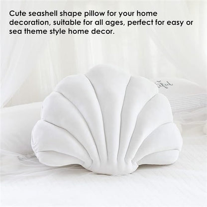 Patty Both Seashell Decorative Pillow Velvet Seashell Throw Pillow, Sea Shell Shaped Throw Pillow Decorative Pillows for Bed Couch Home Office Decor (White, Small(12.8 * 10in 0.3kg))