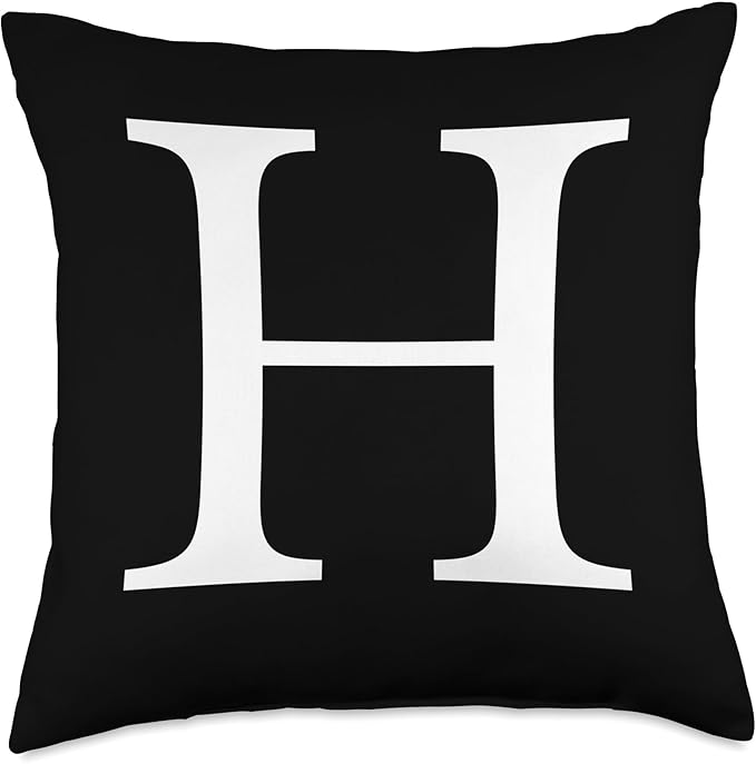 Cute & Classy Black White Monogram Letter H Throw Pillow