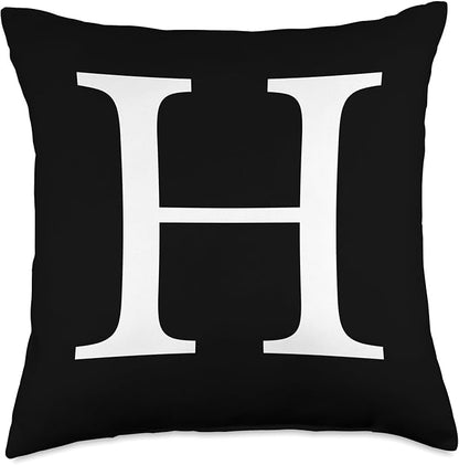 Cute & Classy Black White Monogram Letter H Throw Pillow