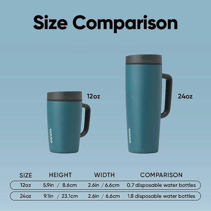 Owala SmoothSip Slider Stainless Steel Insulated Travel Mug with handle, 100% Leak Proof, For Hot and Cold Drinks, Travel Friendly with Sliding Lock Lid, 24 oz, BPA Free, Leak Proof, High Dive