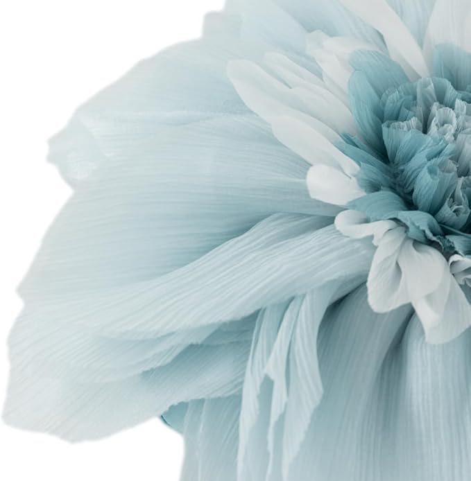 3D Light Blue Flower Round Decorative Throw Pillow with Insert Soft Cute Floral Accent Pillow Cushion for Bed Couch Bedroom Living Room Nursery Boho Aesthetic Home Decor 12Inch Blue and White