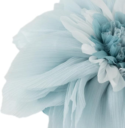 3D Light Blue Flower Round Decorative Throw Pillow with Insert Soft Cute Floral Accent Pillow Cushion for Bed Couch Bedroom Living Room Nursery Boho Aesthetic Home Decor 12Inch Blue and White